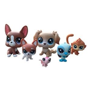 Littlest Pet Shop LPS Lot of 5 Figures Mixed Pets Animals Dog Bird Iguana Monkey